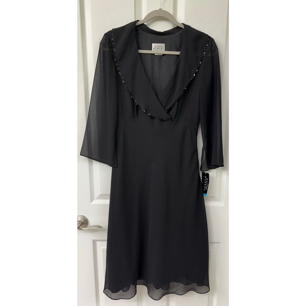 David Warren black dress NWT classic elegance size 8 Midi Vintage cocktail